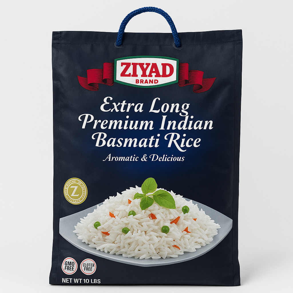 Ziyad Brand® Extra Long Premium Indian Basmati Rice Net Weight: 10 lbs