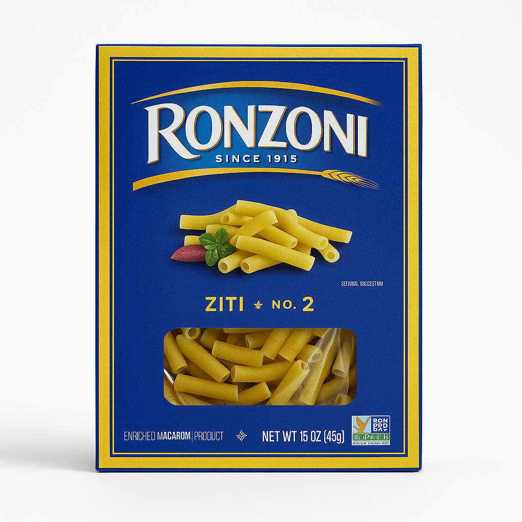 Ronzoni Ziti No. 2 – Enriched Macaroni Pasta, 15oz