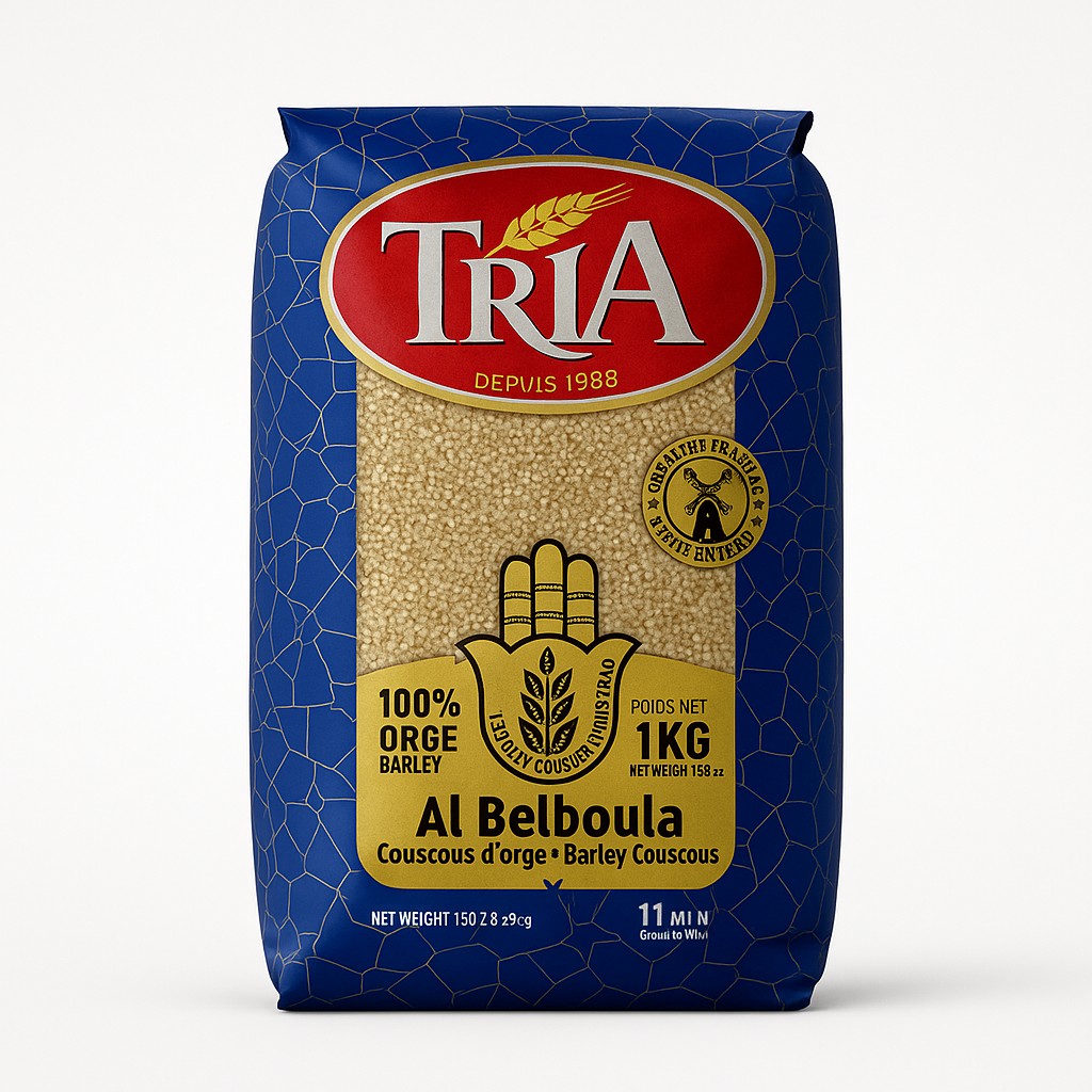 Tria Al Belboula – Barley Couscous (Couscous d’Orge) Net Weight: 1 KG (2.2 lbs)