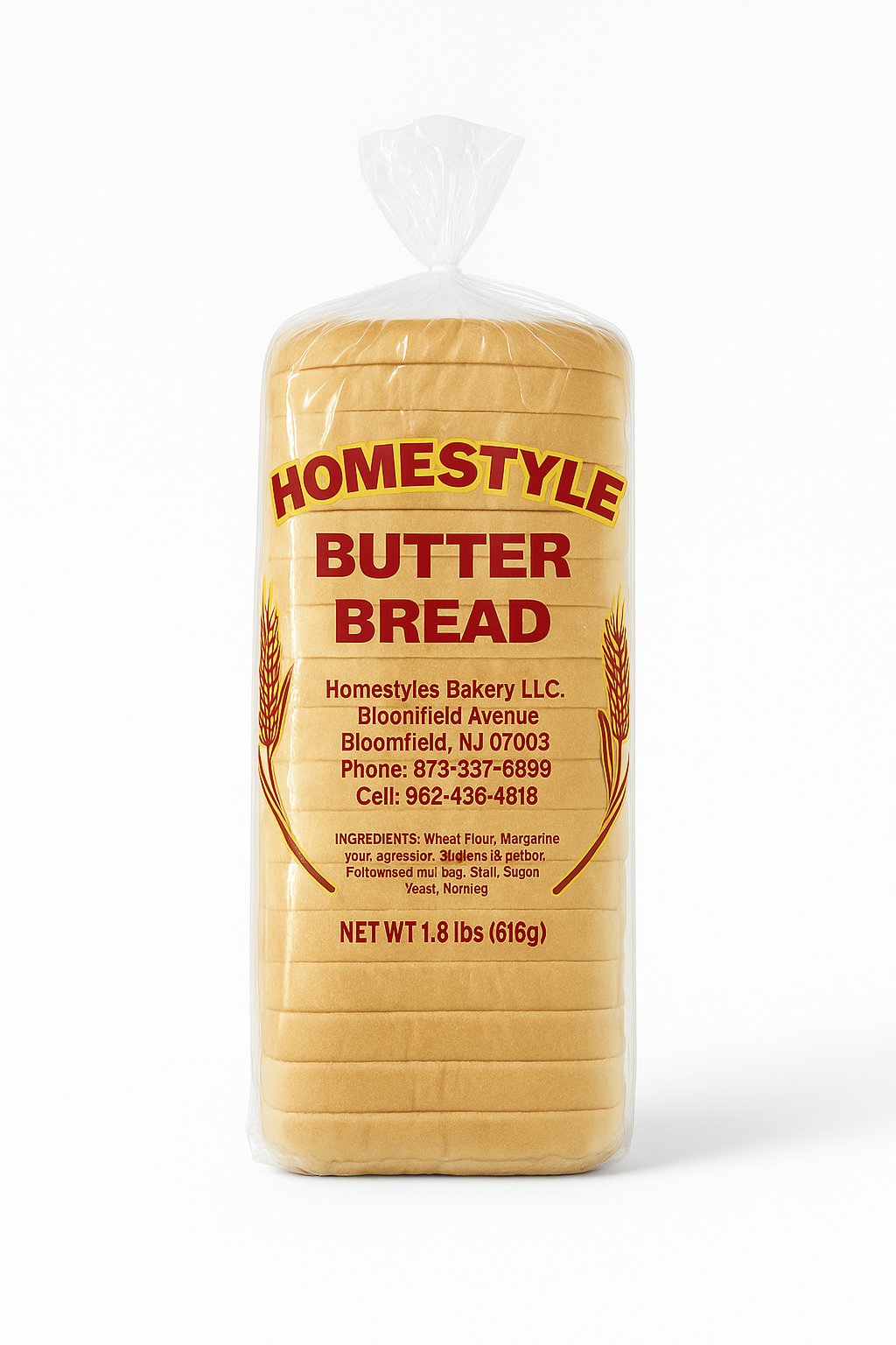 Homestyle Butter Bread – 1.8 lbs (616g)